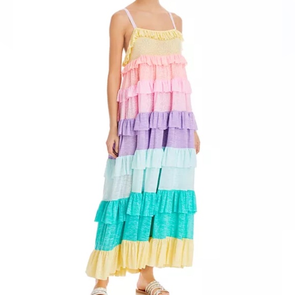 PITUSA Rainbow Ruffle Swim Cover-Up Dress - Picture 5 of 14